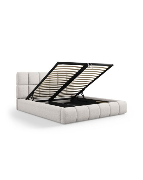 Sauerampfer-Kastenbett mit Chenille-Kopfteil, hellgrauer Sauerampfer — 220 x 200 x 100 cm