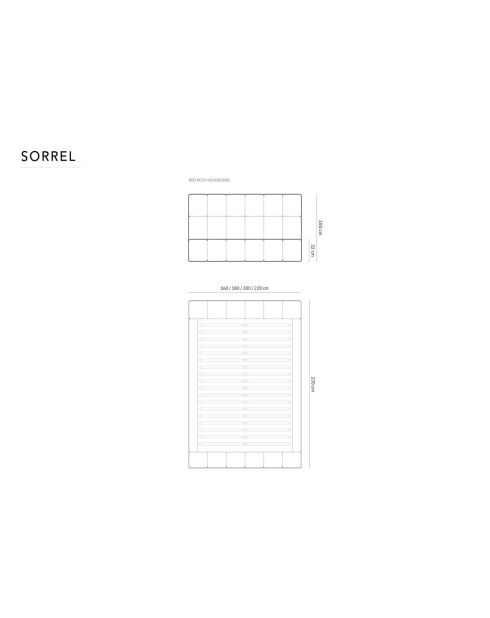 Sauerampfer-Kastenbett mit Chenille-Kopfteil, hellgrauer Sauerampfer — 220 x 200 x 100 cm