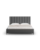 Apollo Kofferbett mit Kopfteil aus Strukturstoff, 220 x 150 x 130 cm, Dunkelgrau