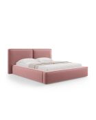 Cama tipo baúl con cabecero de tela estructural, cama doble Arendal rosa, 228 x 194 x 97,5 cm