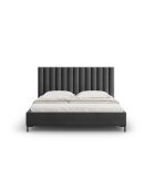 Stapelbed Apollo grijs met fluwelen hoofdeinde - 220x150x130cm