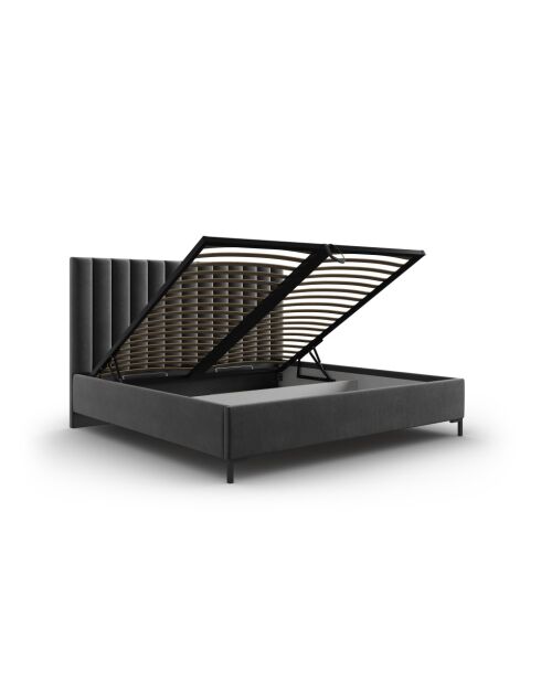 Stapelbed Apollo grijs met fluwelen hoofdeinde - 220x150x130cm