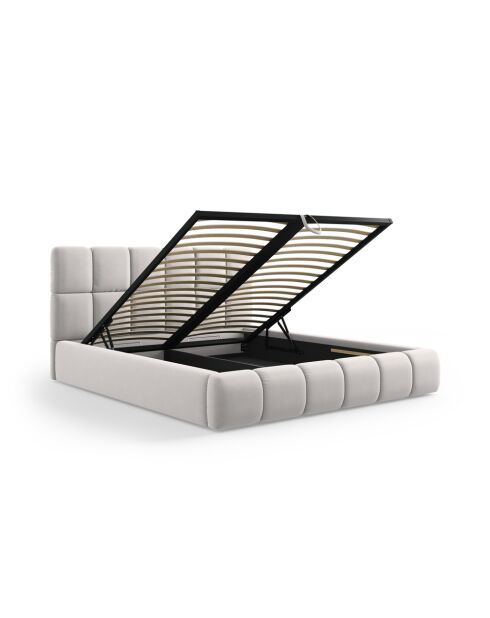 Zilverkleurig kofferbed Sorrel met fluwelen hoofdeinde - 220x180x100cm