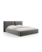 Arendal Lichtgrijs tweepersoons fluwelen bed met fluwelen hoofdeinde - 228x251x97,5cm