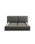 Arendal Lichtgrijs tweepersoons fluwelen bed met fluwelen hoofdeinde - 228x251x97,5cm