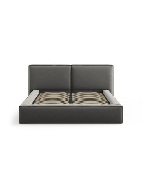 Arendal Lichtgrijs tweepersoons fluwelen bed met fluwelen hoofdeinde - 228x251x97,5cm