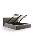 Arendal Lichtgrijs tweepersoons fluwelen bed met fluwelen hoofdeinde - 228x251x97,5cm