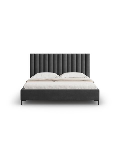 Stapelbed Apollo grijs met fluwelen hoofdeinde - 220x190x130cm