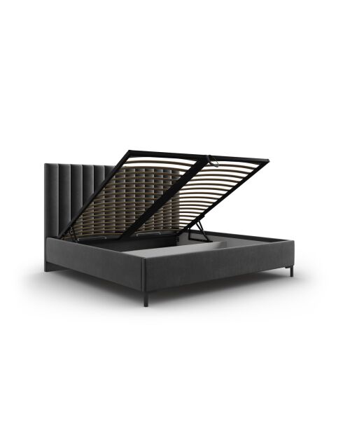 Stapelbed Apollo grijs met fluwelen hoofdeinde - 220x190x130cm