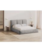 Brustbett mit Chenille-Kopfteil Bona hellgrau - 220x220x100cm