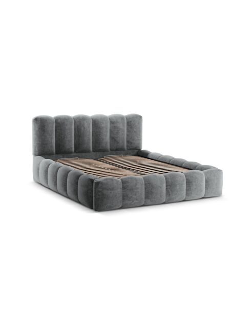Borstbed met Chenille hoofdbord Senna Platinum - 226x206x95cm
