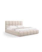 Bedkast Sorrel met hoofdbord van chenille in beige - 220x180x100cm
