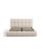 Bedkast Sorrel met hoofdbord van chenille in beige - 220x180x100cm