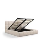 Bedkast Sorrel met hoofdbord van chenille in beige - 220x180x100cm