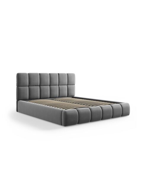 Zuringrijs kofferbed met fluwelen hoofdeinde - 220x180x100cm