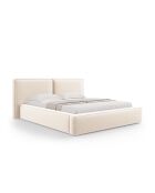 Lit Coffre Avec Tête de Lit en velours Double Arendal beige clair - 228x251x97.5cm
