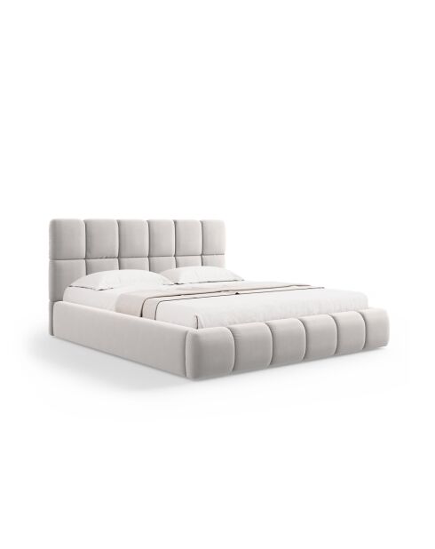 Zilverkleurig kofferbed Sorrel met fluwelen hoofdeinde - 220x160x100cm