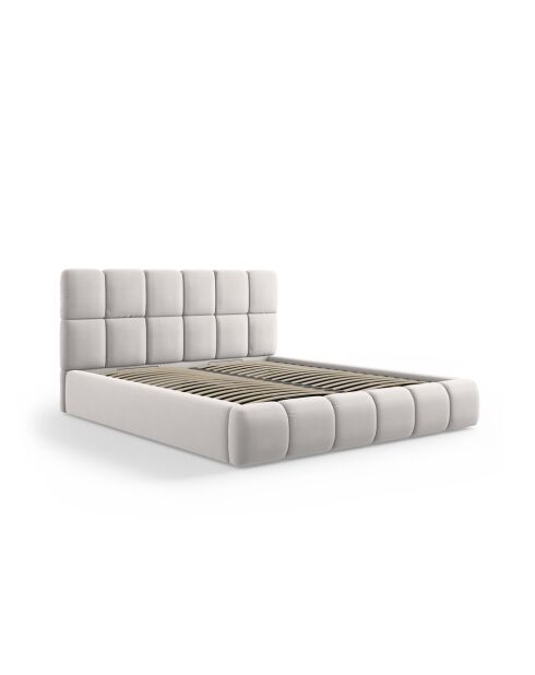Zilverkleurig kofferbed Sorrel met fluwelen hoofdeinde - 220x160x100cm