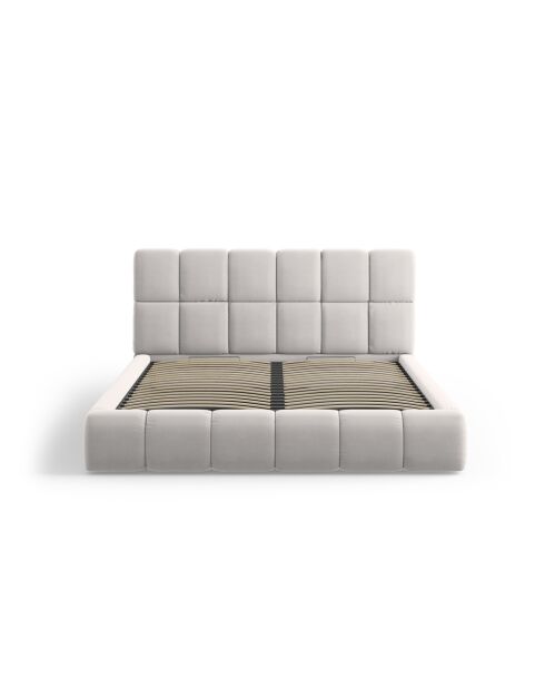 Zilverkleurig kofferbed Sorrel met fluwelen hoofdeinde - 220x160x100cm