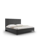 Lit Coffre Avec Tête de Lit en tissu structurel Apollo gris foncé - 220x210x130cm
