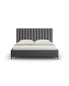 Lit Coffre Avec Tête de Lit en tissu structurel Apollo gris foncé - 220x210x130cm