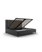 Lit Coffre Avec Tête de Lit en tissu structurel Apollo gris foncé - 220x210x130cm