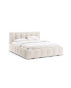 Kofferbed met hoofdeinde in lichtbeige structuurstof Senna - 226x186x95cm