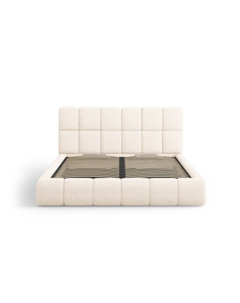 Sauerampfer-Kastenbett mit Chenille-Kopfteil, hellgrauer Sauerampfer — 220 x 160 x 100 cm