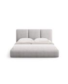 Brustbett mit Chenille-Kopfteil Bona hellgrau - 220x160x100cm