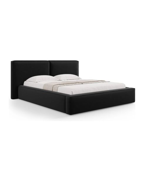 Cama baúl Arendal de terciopelo negro - 210x166x100 cm