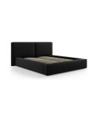 Cama baúl Arendal de terciopelo negro - 210x166x100 cm