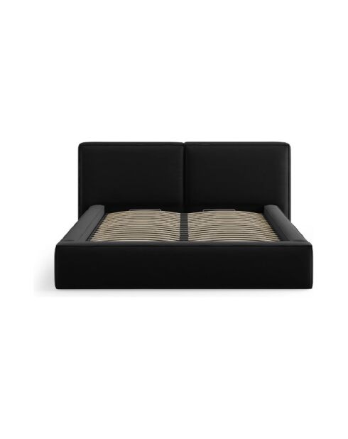 Cama baúl Arendal de terciopelo negro - 210x166x100 cm