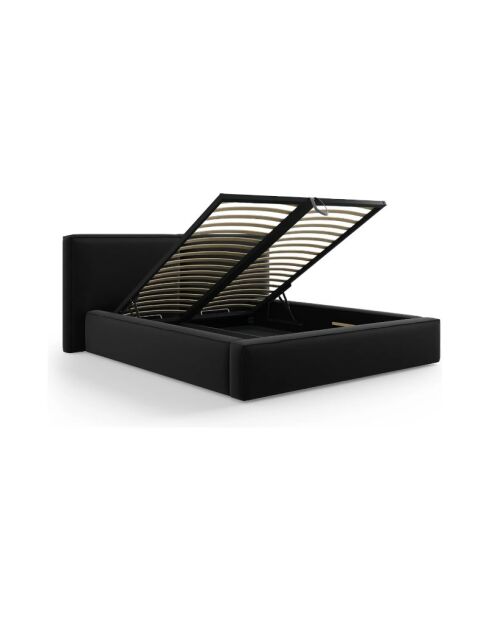 Cama baúl Arendal de terciopelo negro - 210x166x100 cm