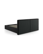 Cama baúl Arendal de terciopelo negro - 210x166x100 cm