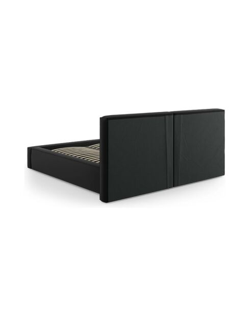 Cama baúl Arendal de terciopelo negro - 210x166x100 cm
