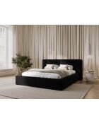 Cama baúl Arendal de terciopelo negro - 210x166x100 cm