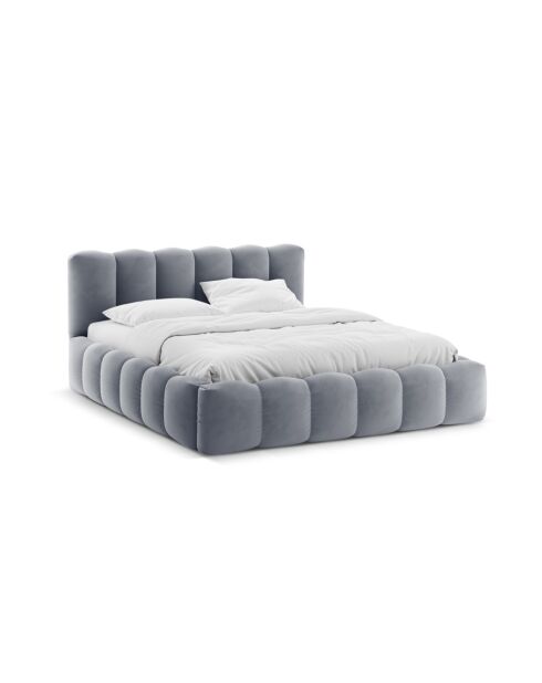 Borstbed met fluwelen hoofdeinde Tweepersoons Senna grijs - 226x206x95cm