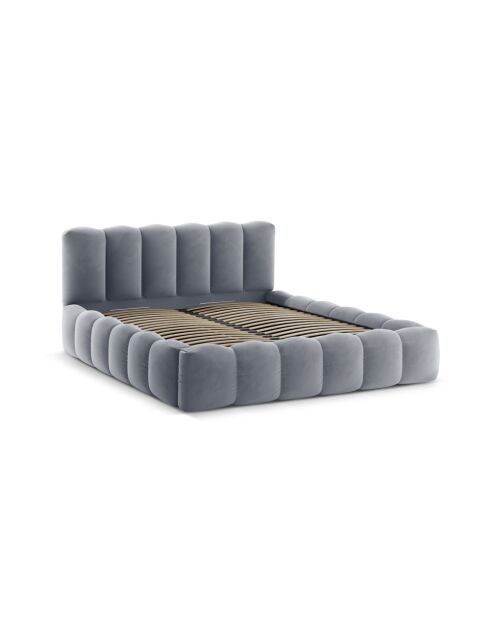 Borstbed met fluwelen hoofdeinde Tweepersoons Senna grijs - 226x206x95cm