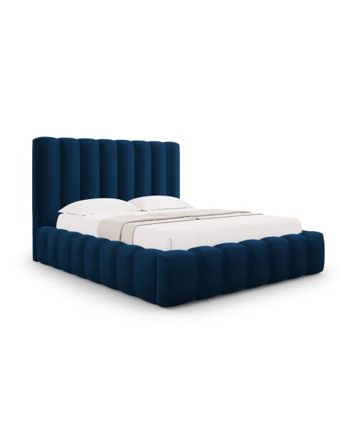 Lit Coffre Avec Tête de Lit en velours Gina bleu roi - 230x225x125cm
