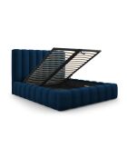 Lit Coffre Avec Tête de Lit en velours Gina bleu roi - 230x225x125cm