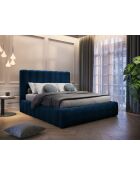 Lit Coffre Avec Tête de Lit en velours Gina bleu roi - 230x225x125cm
