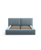 Arendal lichtblauw tweepersoons fluwelen bed met fluwelen hoofdeinde - 228x194x97,5cm