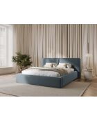 Arendal lichtblauw tweepersoons fluwelen bed met fluwelen hoofdeinde - 228x194x97,5cm