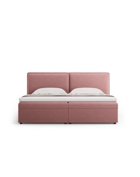 Kofferbed van roze fluweel Arendal - 210x166x100cm