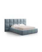 Isa Beistellbett mit Samtkopfteil für Doppelbett, 230 x 300 x 125 cm, hellblau