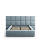 Isa Beistellbett mit Samtkopfteil für Doppelbett, 230 x 300 x 125 cm, hellblau