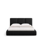 Lit Coffre Avec Tête de Lit en chenille Bona noir - 220x160x100cm