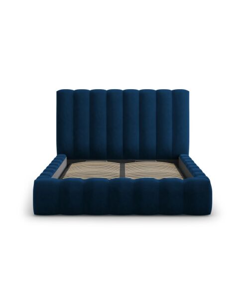 Kofferbed Gina koningsblauw met fluwelen hoofdeinde - 230x185x125cm