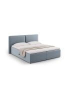Cama baúl Arendal de terciopelo azul claro - 210x186x100cm