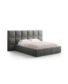 Lit Coffre Avec Tête de Lit en velours Double Isa gris clair - 230x200x125cm